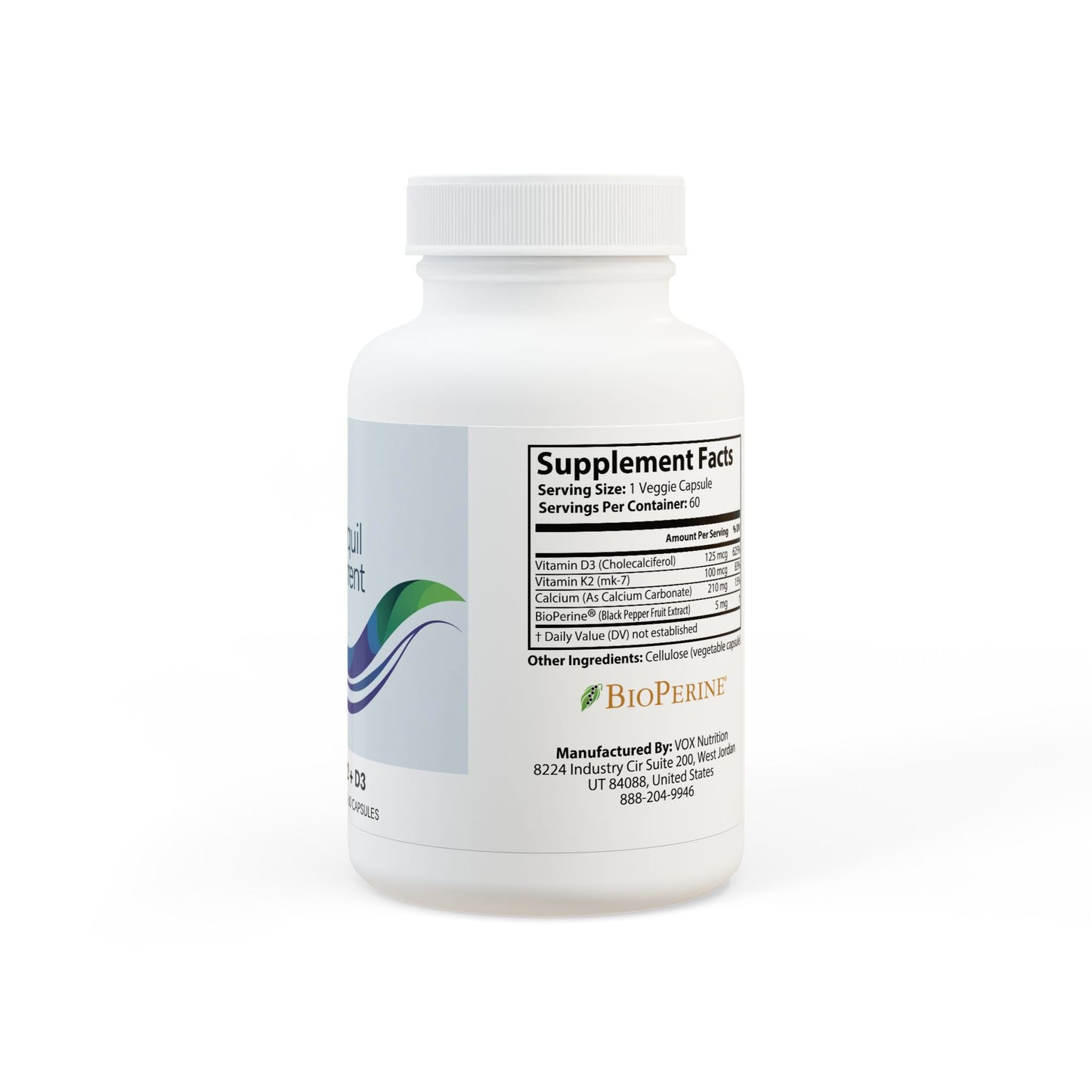 Vitamin K2 + D3 Supplement (60 Capsules)